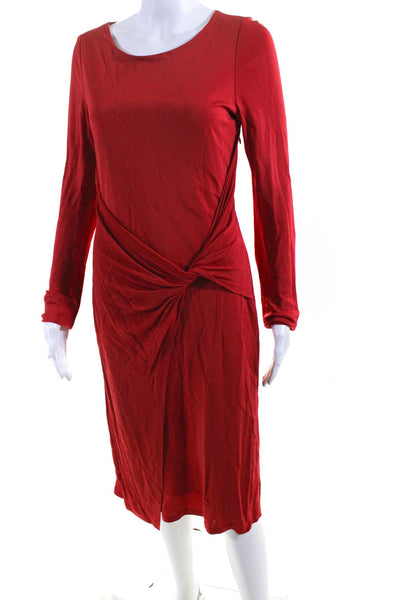 Alice by Temperley Womens Layered V-Neck Wrapped Long Sleeve Dress Red Size 8