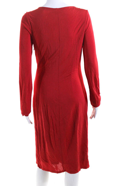 Alice by Temperley Womens Layered V-Neck Wrapped Long Sleeve Dress Red Size 8