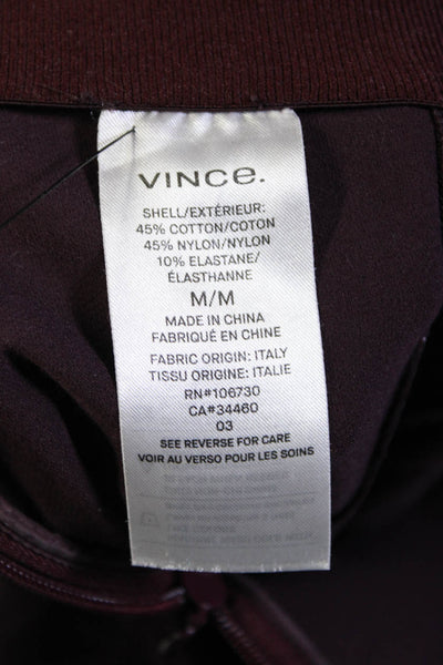 Vince Womens Cotton Mid-Rise Pleated Front Split Hem Trousers Burgundy Size M