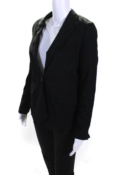 Marissa Webb Womens Single Button Asymmetrical Blazer Black Size Extra Small