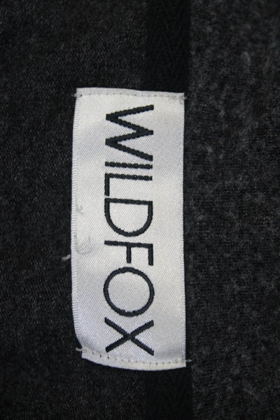 Wildfox Womens Long Sleeves Full Zipper Hoodie Gray Black Size Large