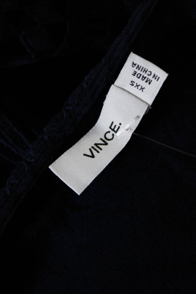 Vince Women's Short Sleeve Embroidered Lace Crewneck Blouse Navy Size XXS