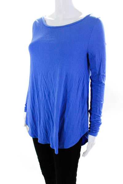 Calypso Saint Barth Women's Long Sleeve Scoop Neck Tee Blue Size S