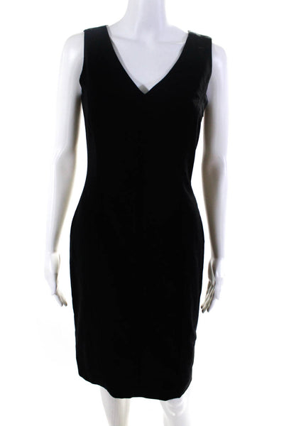 Natorious Women's Sleeveless Wool Blend V Neck Sheath Dress Black Size 2