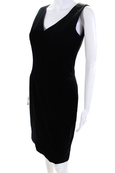 Natorious Women's Sleeveless Wool Blend V Neck Sheath Dress Black Size 2