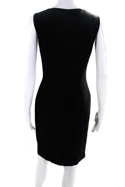 Natorious Women's Sleeveless Wool Blend V Neck Sheath Dress Black Size 2