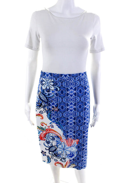 Moulinette Soeurs Anthropologie Women's Abstract Pencil Skirt Blue Size 4