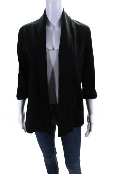 Theory Womens Pleated Cuffed 3/4 Sleeved Open Front Blazer Jacket Black Size M