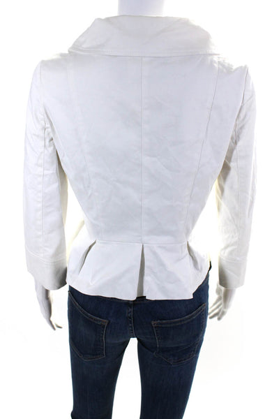 Flavio Castellani Women's Collar Long Sleeves Line Peplum Jacket White Size 40