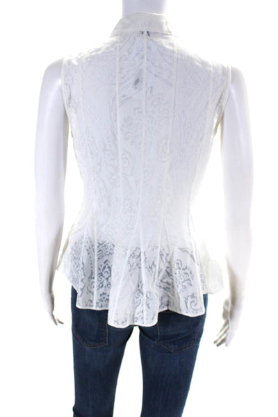 Marchesa Voyage Women's Collar Sleeveless Button Down Blouse White Size 2