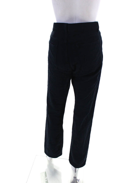 Theory Womens Cotton Button Closure Mid-Rise Straight Leg Pants Navy Size 32