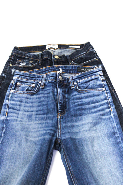 Rag & Bone Frame Womens Cotton Mid-Rise Skinny Jeans Blue Size 25 24 Lot 2