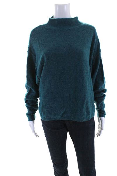 Free People Womens Mock Neck Long Sleeved Pullover Sweater Turquoise Blue Size S