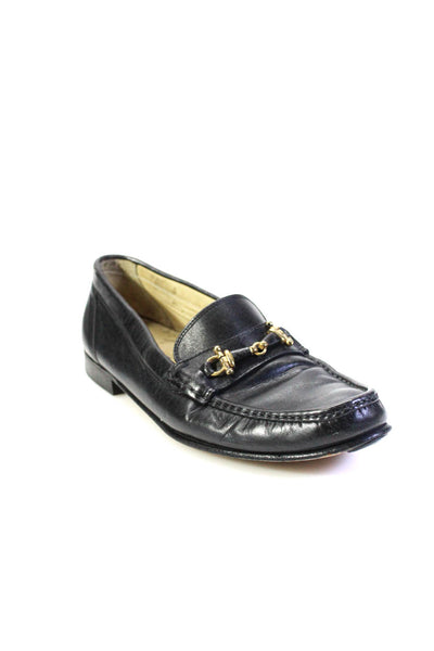 Bally Men Letaher Gold Hardware Round Toe Loafers Dress Shoes Black Size 11.5