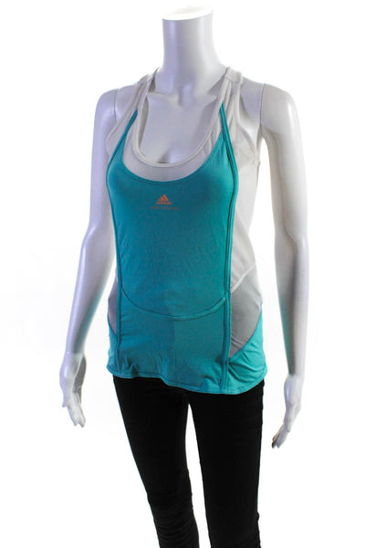Adidas by Stella McCartney Womens Mesh Scoop Neck Athletic Tank Top Blue Size 40