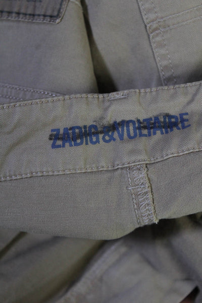 Zadig & Voltaire Womens Cotton High-Rise Straight Leg Cargo Pants Beige Size M