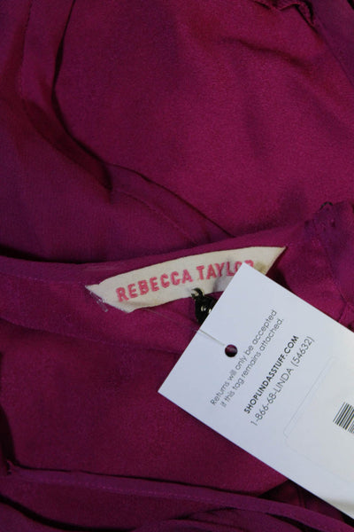 Rebecca Taylor Womens Silk High Neck Sleeveless Knee Length Dress Fuchsia Size 2