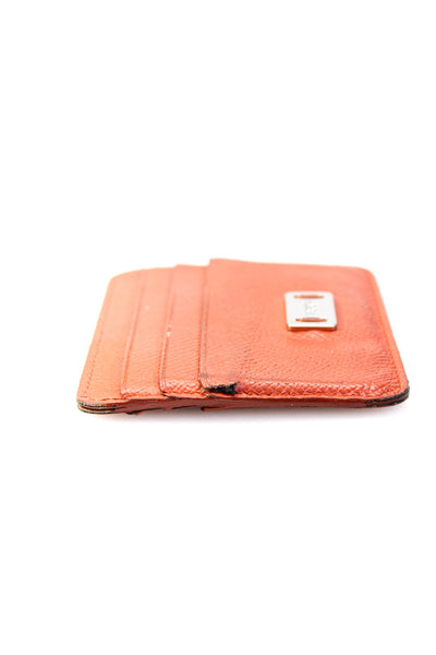 Tods Unisex Double Sided Grain Leather Logo Card Holder Wallet