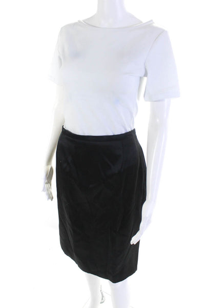 Rena Lange Women's Zip Closure Line Midi Skirt Black Size 14