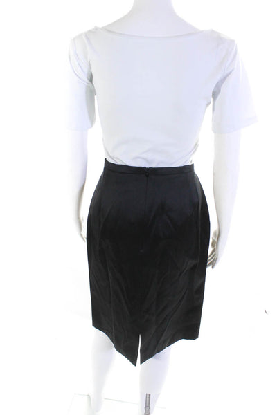 Rena Lange Women's Zip Closure Line Midi Skirt Black Size 14