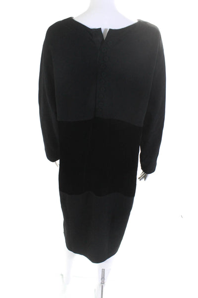 Gianfranco Ferre Women's Round Neck Dolman Sleeves Midi Dress Black Size 46