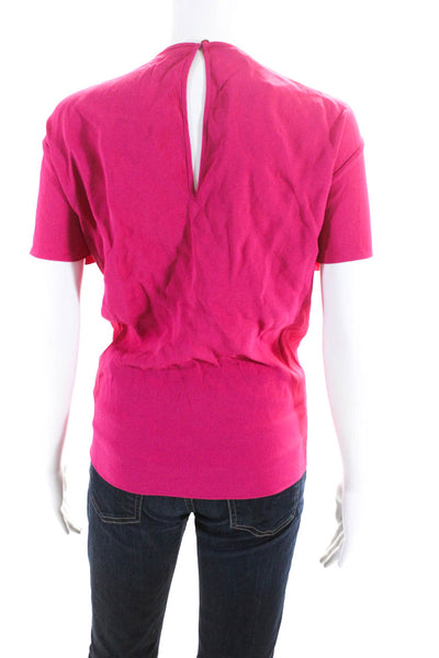Rochas Women's Ruffle Flounce Short Sleeve Blouse Pink Size 44