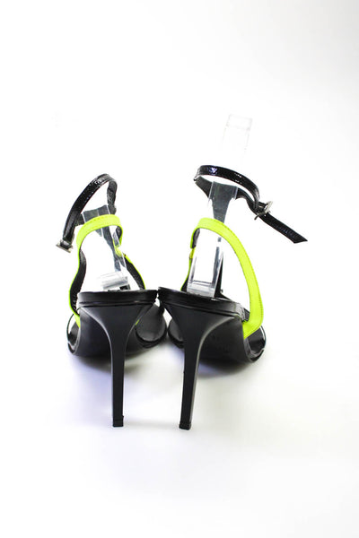 Roberto Botticelli Women's Leather Strappy Thong Colorblock Heels Black Size 6