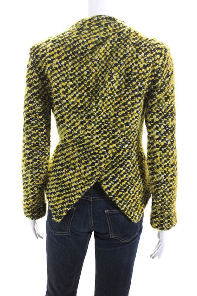 Thakoon Women's Tweed Long Sleeve Snap Closure Jacket Yellow Size 2