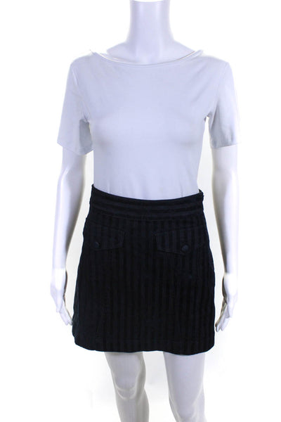 10 Crosby Derek Lam Womens Denim Striped A Line Mini Skirt Blue Size 2