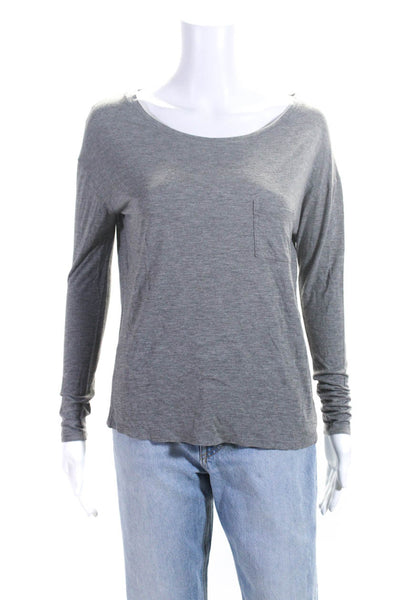 Vince Women's Round Neck Long Sleeves Blouse Gray Size XS
