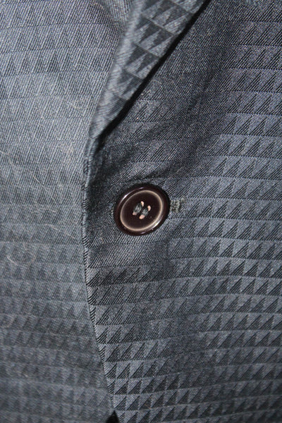 Missoni Uomo Womens Navy Printed One Button Long Sleeve Blazer Jacket Size 50R