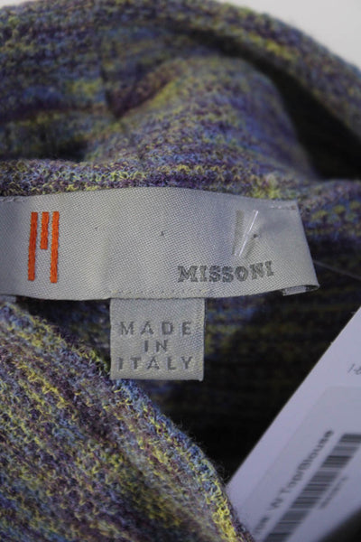 Missoni Womens Purple Green Printed Mock Neck Sleeveless Knit Blouse Top Size 12