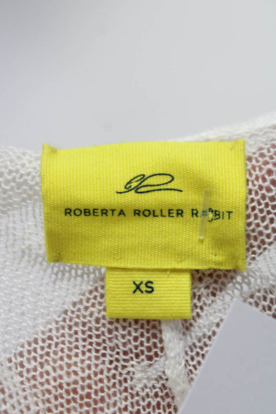 Roberta Roller Rabbit Womens Long Sleeve Open Knit Tassel Hem Top White Size XS