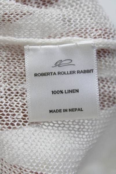 Roberta Roller Rabbit Womens Long Sleeve Open Knit Tassel Hem Top White Size XS