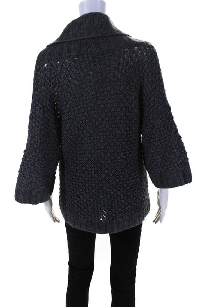 Karoo Mark Eisen Womens Crochet V-Neck Short Sleeve Sweater Heather Gray Size 1