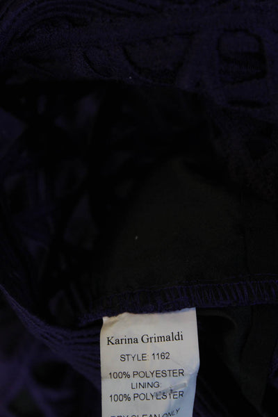 Karina Grimaldi Womens Crochet Crew Neck Tank Top Purple Size Extra Small