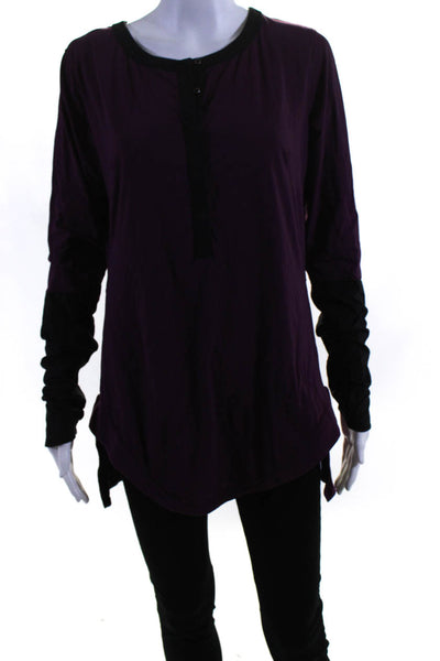 Lululemon Womens Half Button Down Long Sleeves Shirt Purple Black Size 6