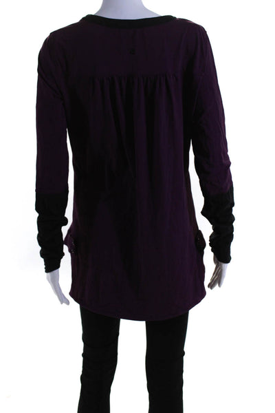 Lululemon Womens Half Button Down Long Sleeves Shirt Purple Black Size 6