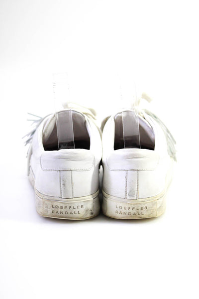 Loeffler Randall Women's Leather Fringe Low Top Casual Sneakers White Size 7