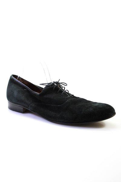 Salvatore Ferragamo Mens Suede Lace Up Low Heel Derby Shoes Black Size 13 D