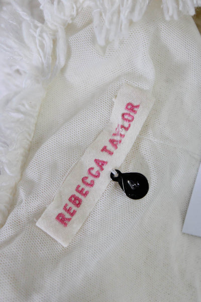 Rebecca Taylor Women's Round Neck Sleeveless Peplum Blouse White Size 4