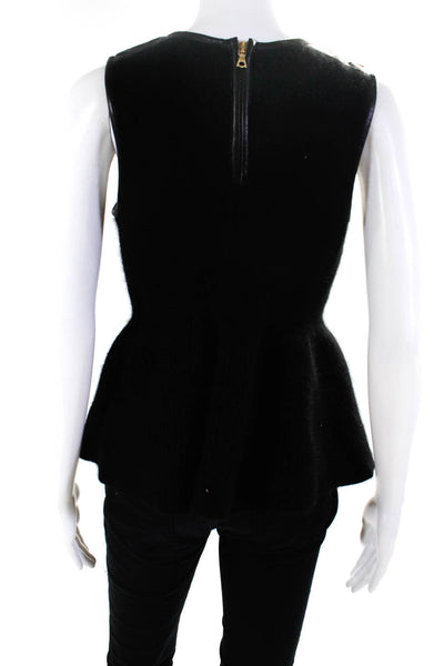J Brand Women's Round Neck Sleeveless Peplum Sweater Black Size S