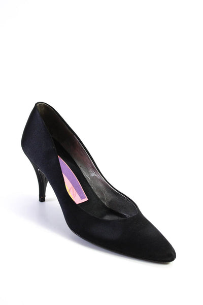 Susan Bennis Warren Edwards Womens Satin Pointed Toe Pumps Black Size 8