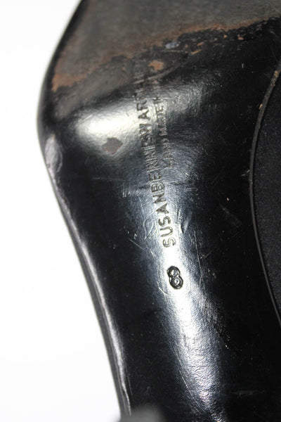 Susan Bennis Warren Edwards Womens Satin Pointed Toe Pumps Black Size 8