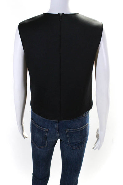 Clover Canyon Womens Cut Out Round Neck Sleeveless Blouse Top Black Size S