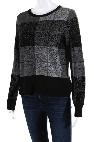 Rag & Bone Jean Womens Plaid Crew Neck Sweater Black Red Wool Size Small