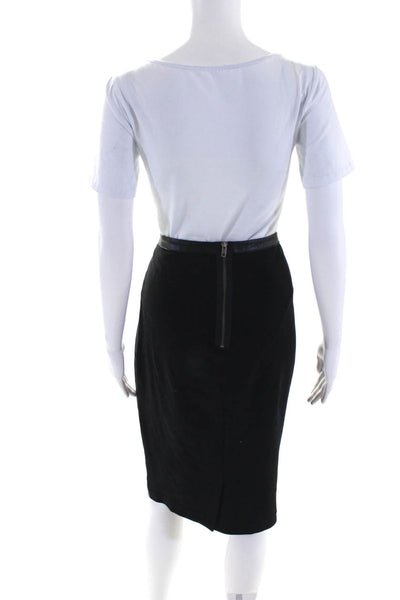Trouve Womens Leather Unlined Knee Length Zip Up Pencil Skirt Black Size 6