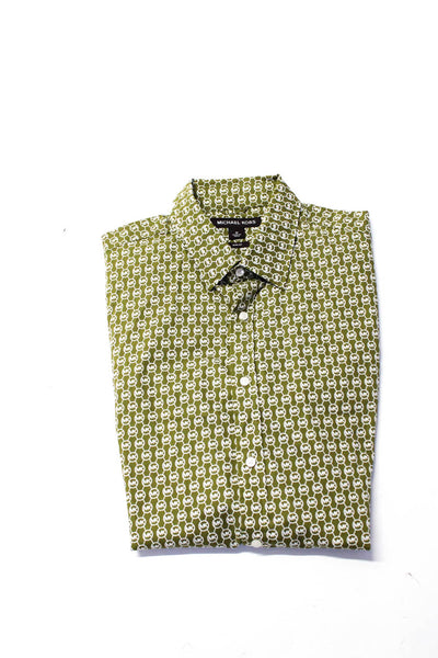 Michael Kors Raw Mens Short Sleeve Button Down Shirts Green Pink Size M XL Lot 3