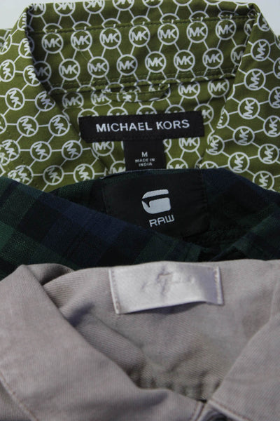 Michael Kors Raw Mens Short Sleeve Button Down Shirts Green Pink Size M XL Lot 3