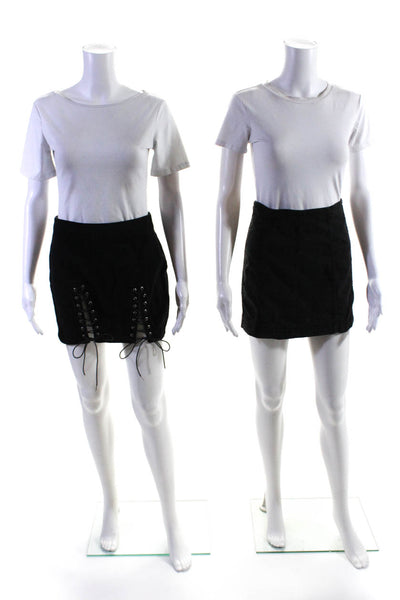 Free People Adika Womens Denim Zippered A Line Short Skirts Black Size 4 M Lot 2